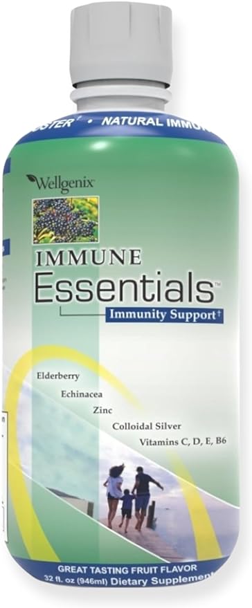 Immune Essentials – 12 in 1 Natural Immune System Support Supplement - Liquid Nutritional Multivitamin for Kids & Adults - Fruit Punch Flavor 32 oz