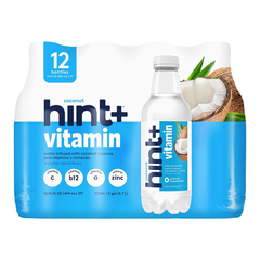 Hint+ Vitamin, Pure Water Infused with Coconut Zero Sugar - 16 Fl Oz (Pack of 12)