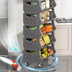 Heavy Duty 5-Tier Metal Kitchen Storage Rack with Rolling Wheels - Black