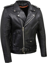 Milwaukee Leather Motorcycle Jacket for Men Made of Cowhide Leather Black - SH1011