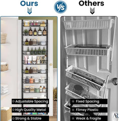 10-Tier Black Over-the-Door Pantry Organizer - 10 Shelves