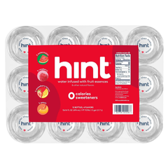 Hint Water Pack 3 Bottles Each of Peach, Raspberry, Watermelon, and Strawberry Lemon Sugar Free - 16 Fl Oz (Pack of 12)