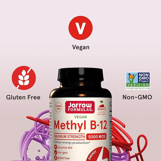 Maximum Strength Methyl B-12 5000 mcg - Dietary Supplement - Supports Cellular Energy Production, Sleep & Brain Health
