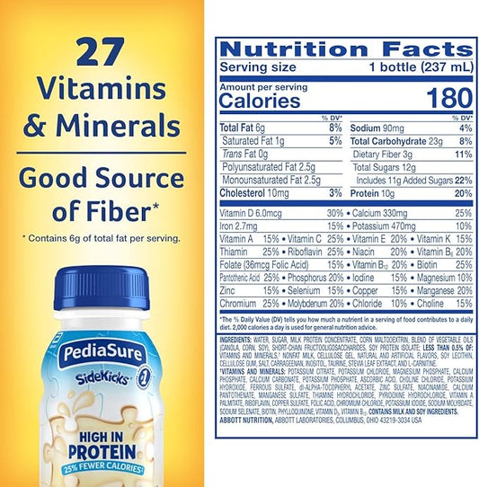 SideKicks Nutrition Shake for Kids - Vanilla - 8 fl oz (Pack of 24)
