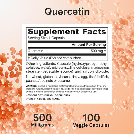 Quercetin 500 mg - Bioflavonoid - 100 Servings (Veggie Caps) - Immune Health & Response