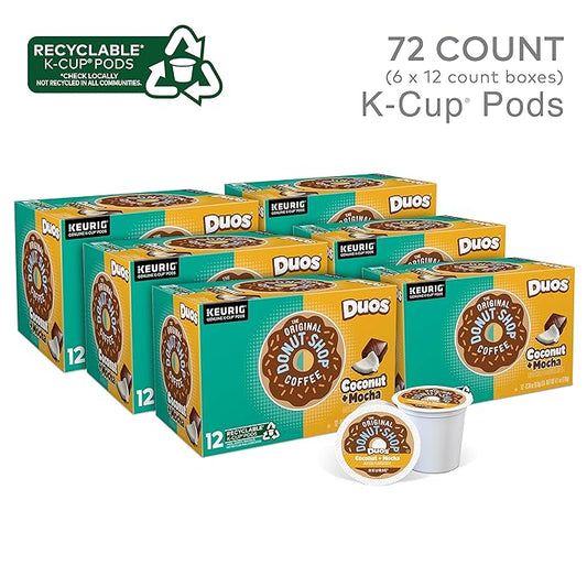 Duos Coconut + Mocha Keurig Single-Serve K-Cup Pods, Medium Roast Coffee, 72 Count (6 Packs of 12)