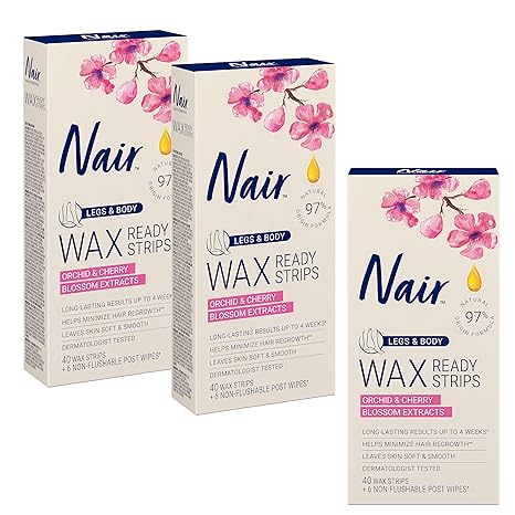 Hair Remover Wax Ready Strips for Legs & Body 3-pack Wax Strips - 40ct Each Wax Kit