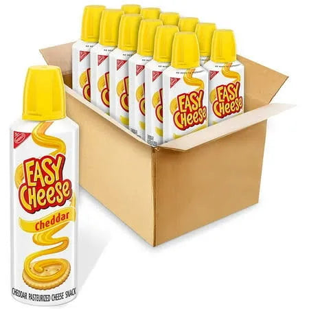 Easy Cheese Cheddar Cheese Snack, 8 oz Cans (Pack of 12),