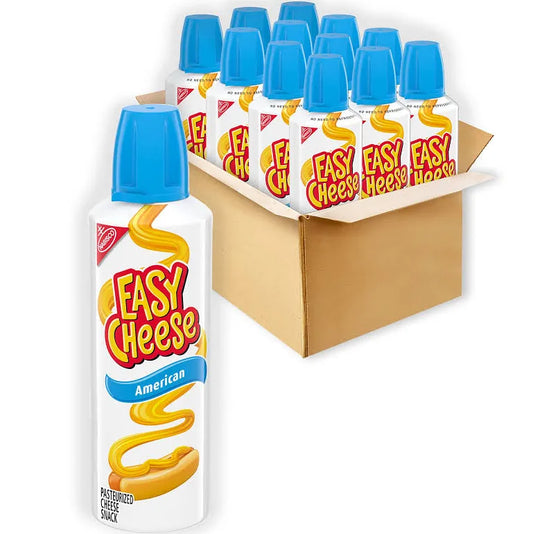 Easy Cheese American Cheese Snack, 12 - 8 oz Cans