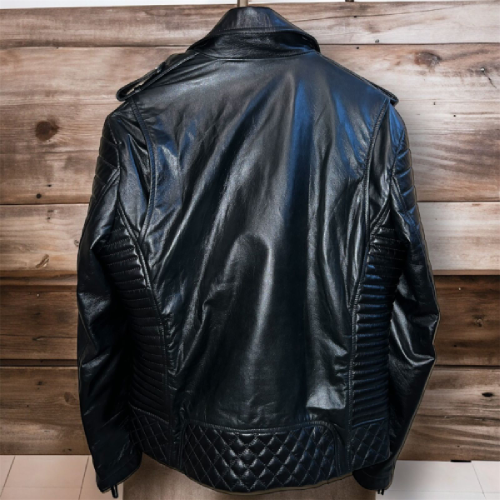 Leather Jacket Men Real Lambskin Black - Large (USA)