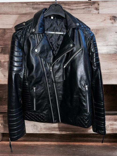 Leather Jacket Men Real Lambskin Black - Large (USA)