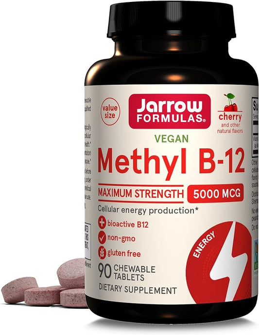 Maximum Strength Methyl B-12 5000 mcg - Dietary Supplement - Supports Cellular Energy Production, Sleep & Brain Health