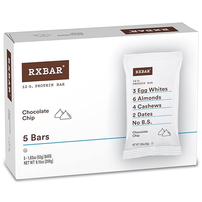 Protein Bars, 12g Protein, Gluten Free Snacks, Chocolate Chip, 9.15oz (5 Bars)